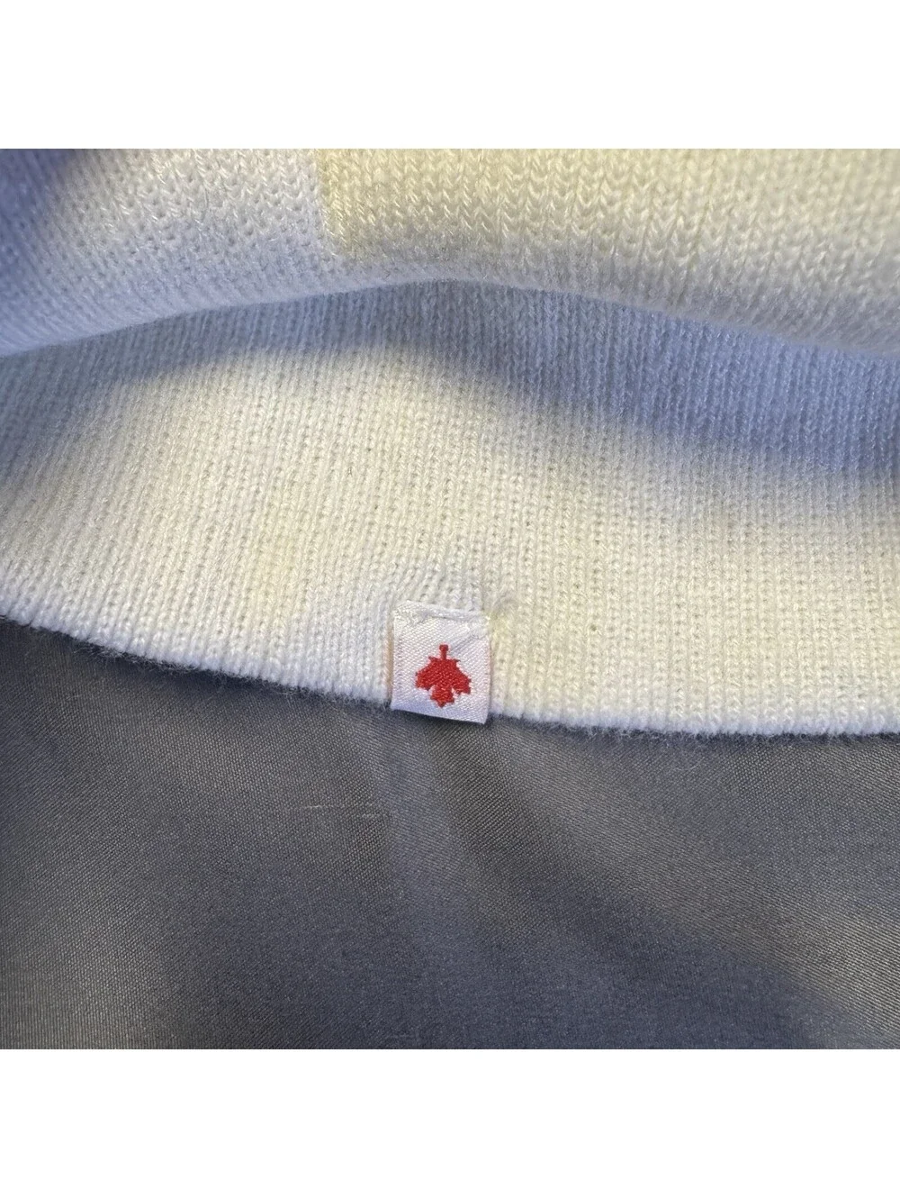 Love Your Melon Off White Knit Beanie Hat Cream Maple Leaf Tag Smiley Face